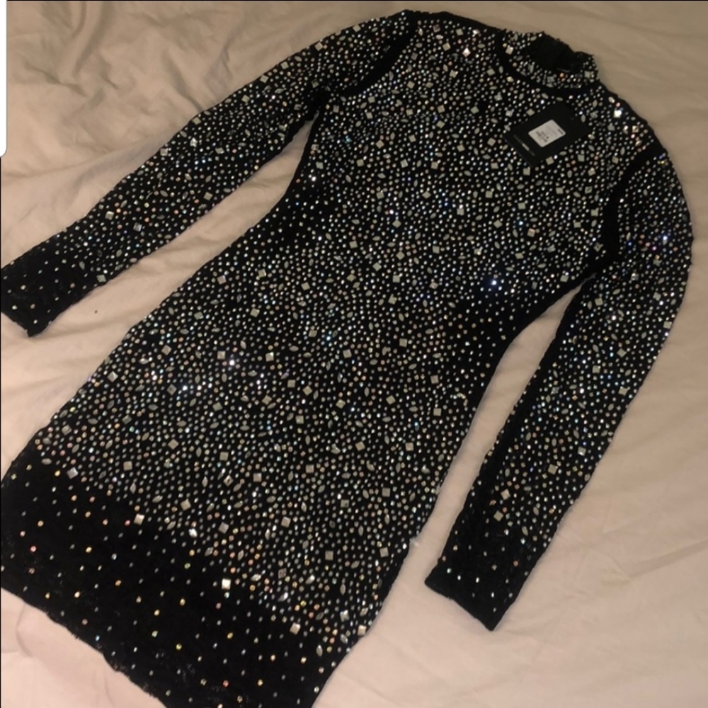 Black Rhinestone mini dress